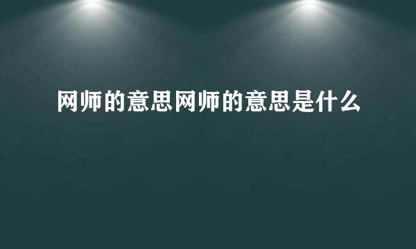 网师的意思网师的意思是什么