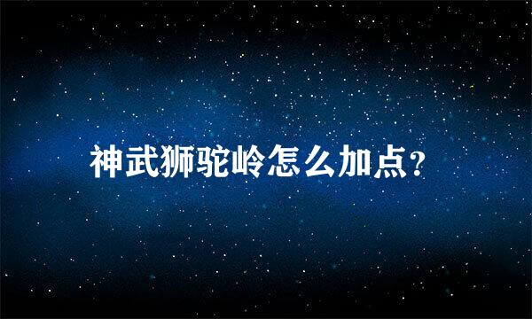 神武狮驼岭怎么加点？