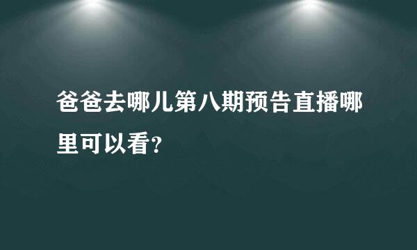 爸爸去哪儿第八期预告直播哪里可以看？