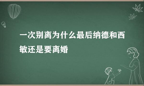 一次别离为什么最后纳德和西敏还是要离婚