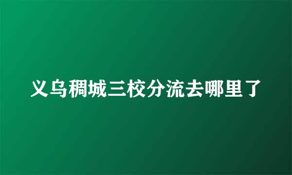 义乌稠城三校分流去哪里了