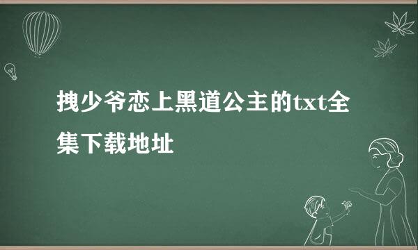 拽少爷恋上黑道公主的txt全集下载地址