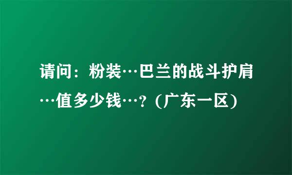 请问：粉装…巴兰的战斗护肩…值多少钱…？(广东一区)