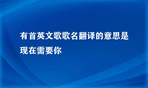 有首英文歌歌名翻译的意思是现在需要你