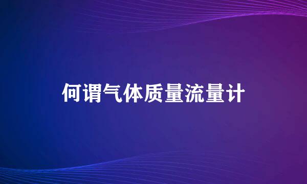 何谓气体质量流量计