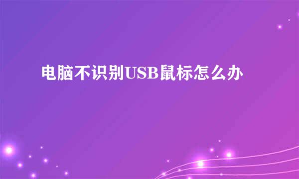 电脑不识别USB鼠标怎么办