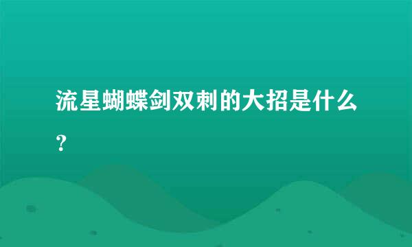 流星蝴蝶剑双刺的大招是什么？