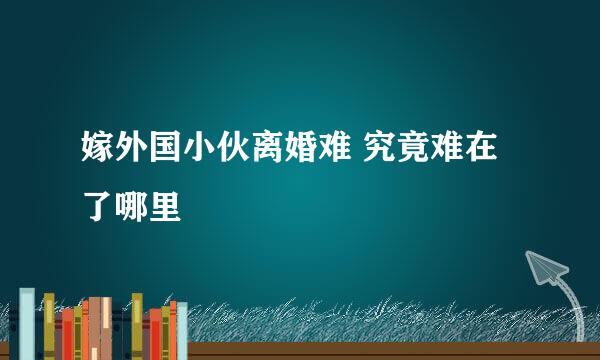 嫁外国小伙离婚难 究竟难在了哪里