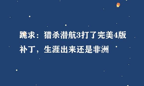 跪求：猎杀潜航3打了完美4版补丁，生涯出来还是非洲