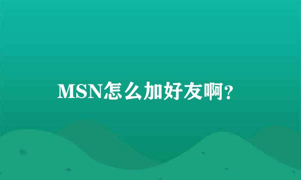 MSN怎么加好友啊？