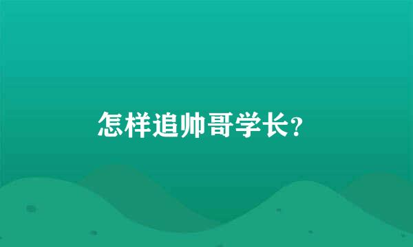 怎样追帅哥学长？