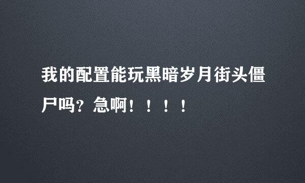 我的配置能玩黑暗岁月街头僵尸吗？急啊！！！！