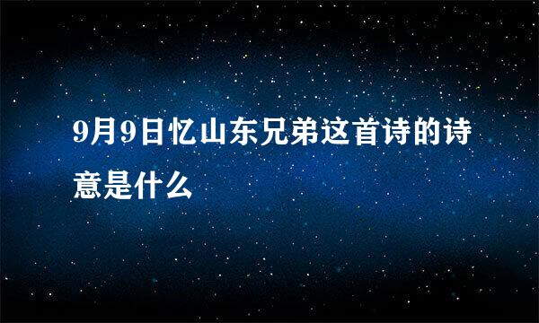 9月9日忆山东兄弟这首诗的诗意是什么