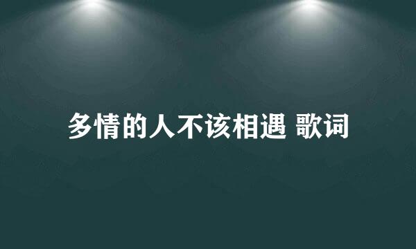 多情的人不该相遇 歌词