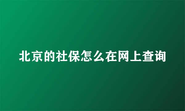 北京的社保怎么在网上查询