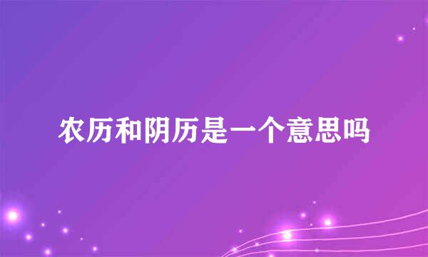 农历和阴历是一个意思吗