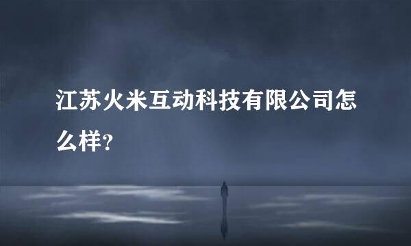 江苏火米互动科技有限公司怎么样？