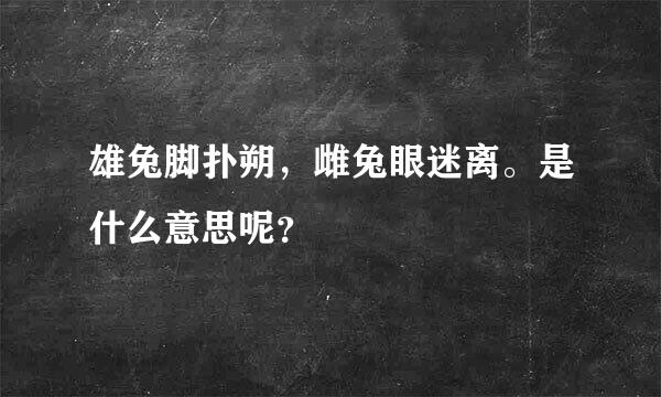 雄兔脚扑朔，雌兔眼迷离。是什么意思呢？