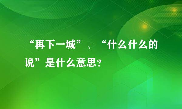 “再下一城”、“什么什么的说”是什么意思？