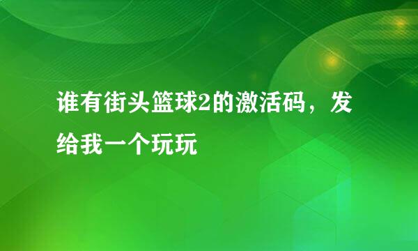 谁有街头篮球2的激活码，发给我一个玩玩