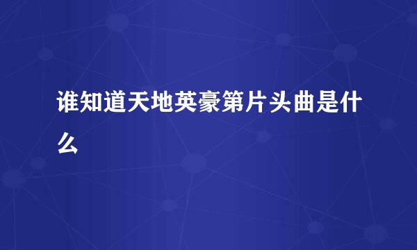 谁知道天地英豪第片头曲是什么