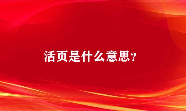 活页是什么意思？