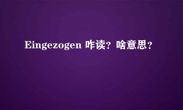 Eingezogen 咋读？啥意思？