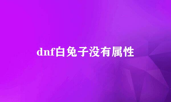 dnf白兔子没有属性