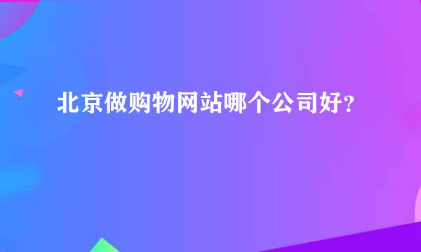 北京做购物网站哪个公司好？