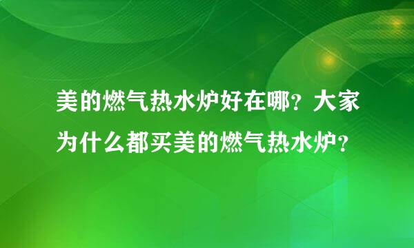 美的燃气热水炉好在哪？大家为什么都买美的燃气热水炉？