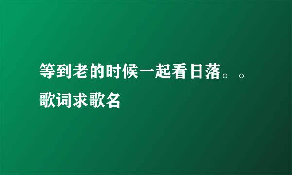 等到老的时候一起看日落。。歌词求歌名