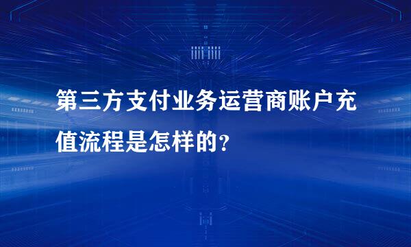 第三方支付业务运营商账户充值流程是怎样的？