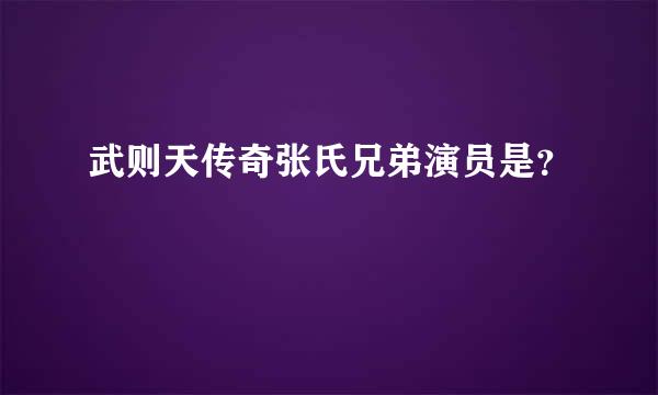 武则天传奇张氏兄弟演员是？