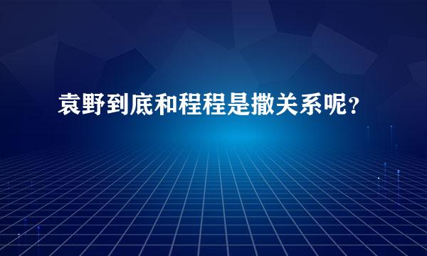 袁野到底和程程是撒关系呢？