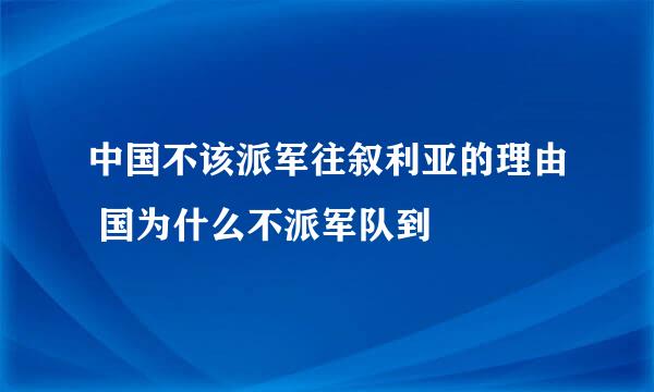 中国不该派军往叙利亚的理由 国为什么不派军队到