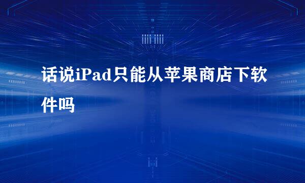 话说iPad只能从苹果商店下软件吗