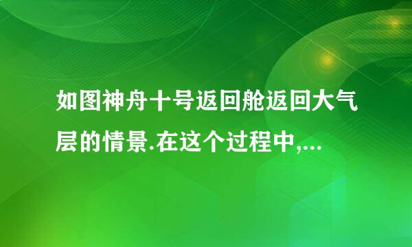 如图神舟十号返回舱返回大气层的情景.在这个过程中,返回舱的内能将