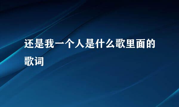 还是我一个人是什么歌里面的歌词