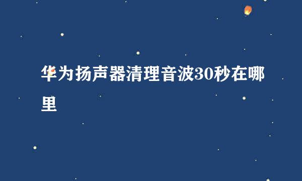 华为扬声器清理音波30秒在哪里