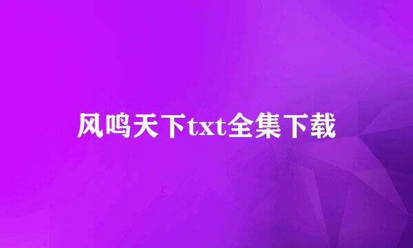 风鸣天下txt全集下载