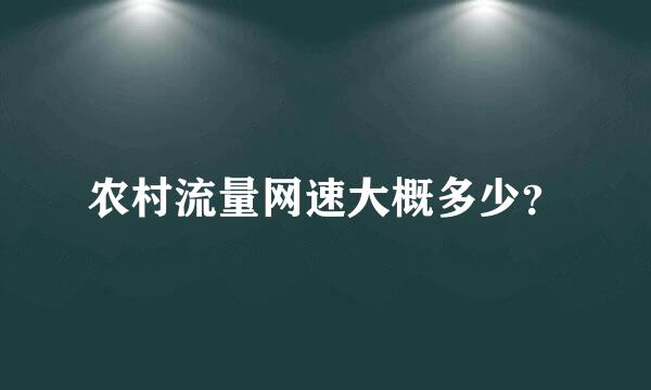 农村流量网速大概多少？