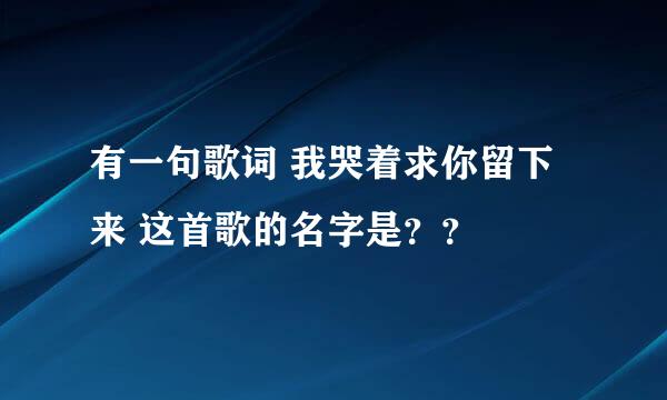 有一句歌词 我哭着求你留下来 这首歌的名字是？？