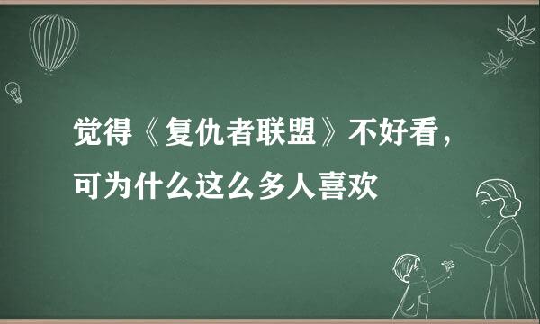 觉得《复仇者联盟》不好看，可为什么这么多人喜欢