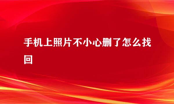 手机上照片不小心删了怎么找回