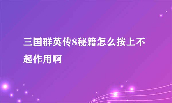 三国群英传8秘籍怎么按上不起作用啊