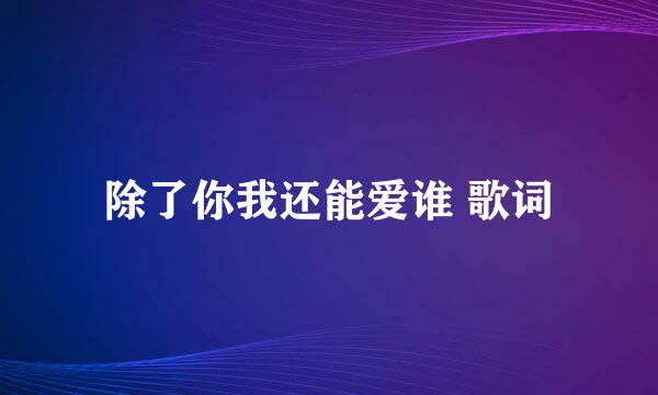 除了你我还能爱谁 歌词