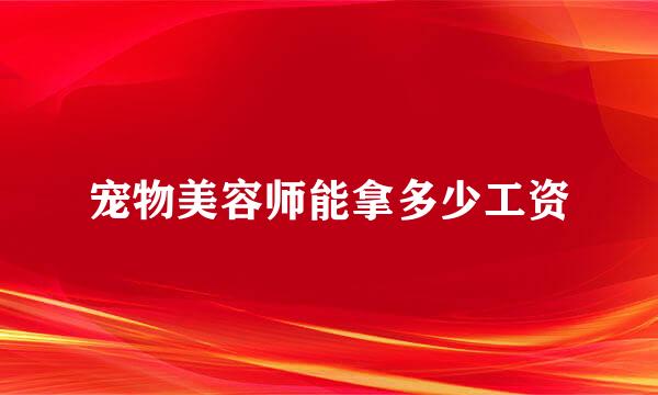 宠物美容师能拿多少工资