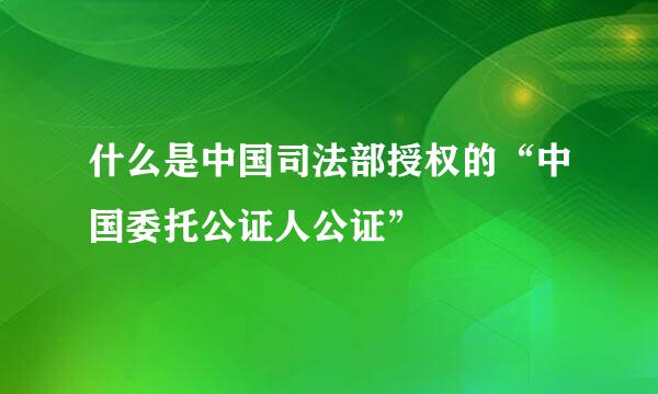 什么是中国司法部授权的“中国委托公证人公证”