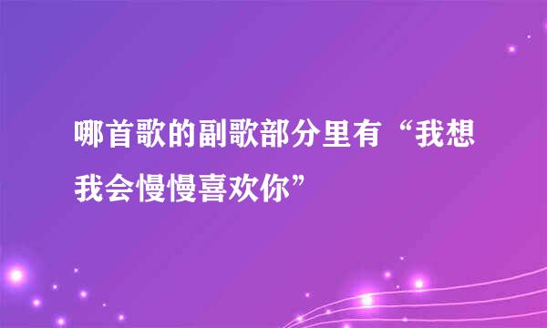 哪首歌的副歌部分里有“我想我会慢慢喜欢你”