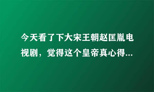 今天看了下大宋王朝赵匡胤电视剧，觉得这个皇帝真心得不错，网友怎么看？本来挺喜欢研究历史